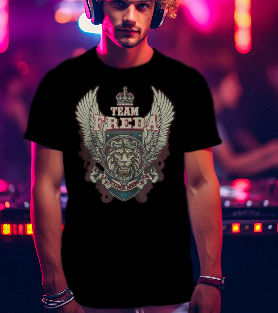 TEAM FREDA Lifetime Member Lion Crest Winged Emblem T-Shirt