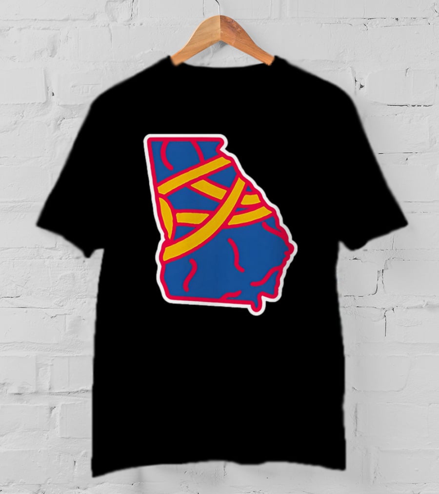 Friday Red State Stripe Atlanta Baseball Georgia Map T-Shirt