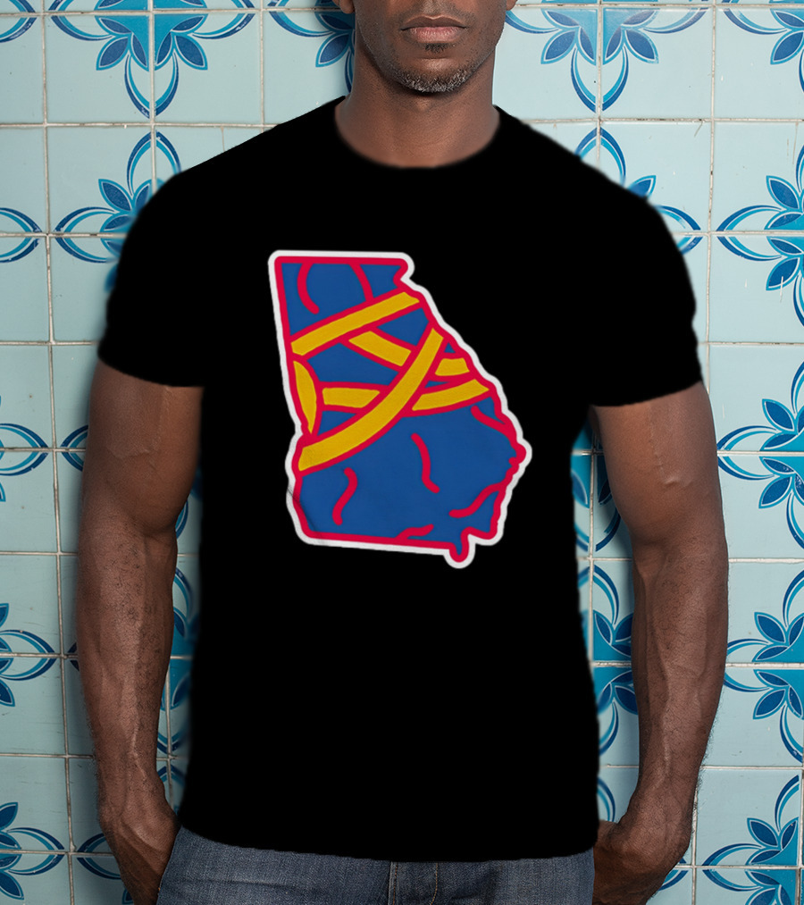 Friday Red State Stripe Atlanta Baseball Georgia Map T-Shirt