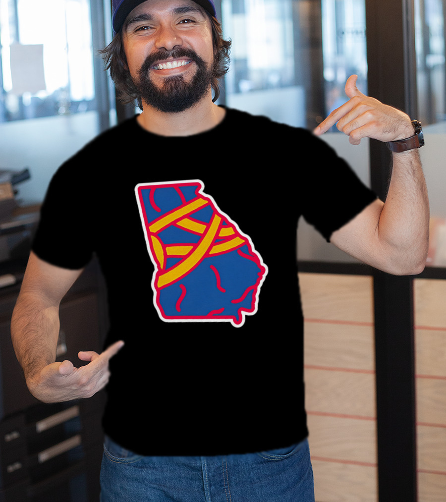 Friday Red State Stripe Atlanta Baseball Georgia Map T-Shirt