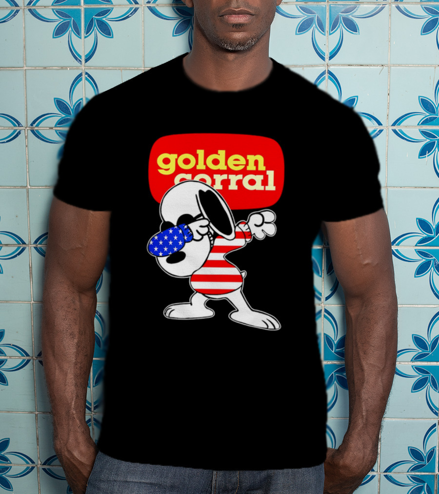 Golden Corral Snoopy Dabbing In American Flag Colors T-Shirt