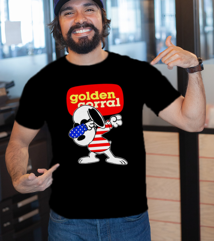Golden Corral Snoopy Dabbing In American Flag Colors T-Shirt