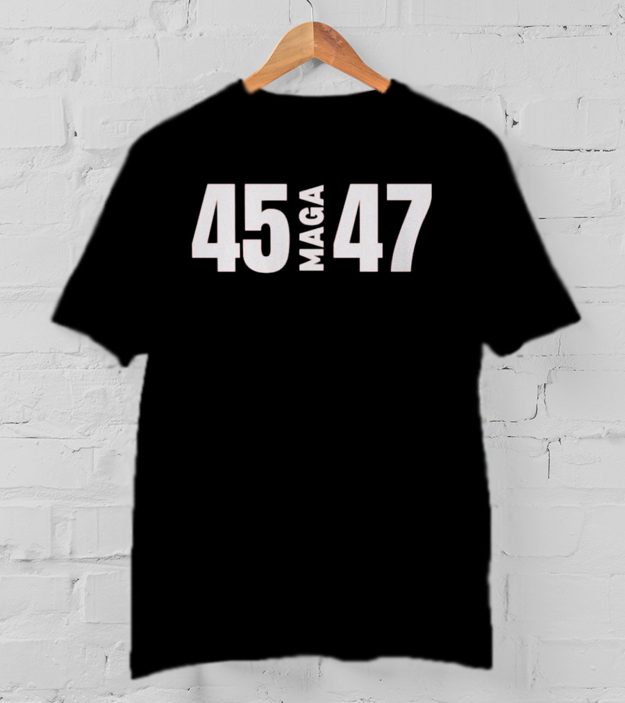 45 MAGA 47 White Bold Text Minimalist T-Shirt