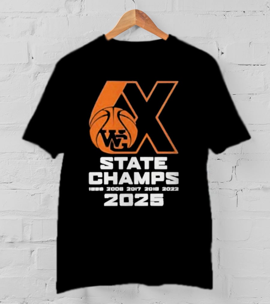 6X WG State Champs 2025 With Basketball Graphic T-Shirt