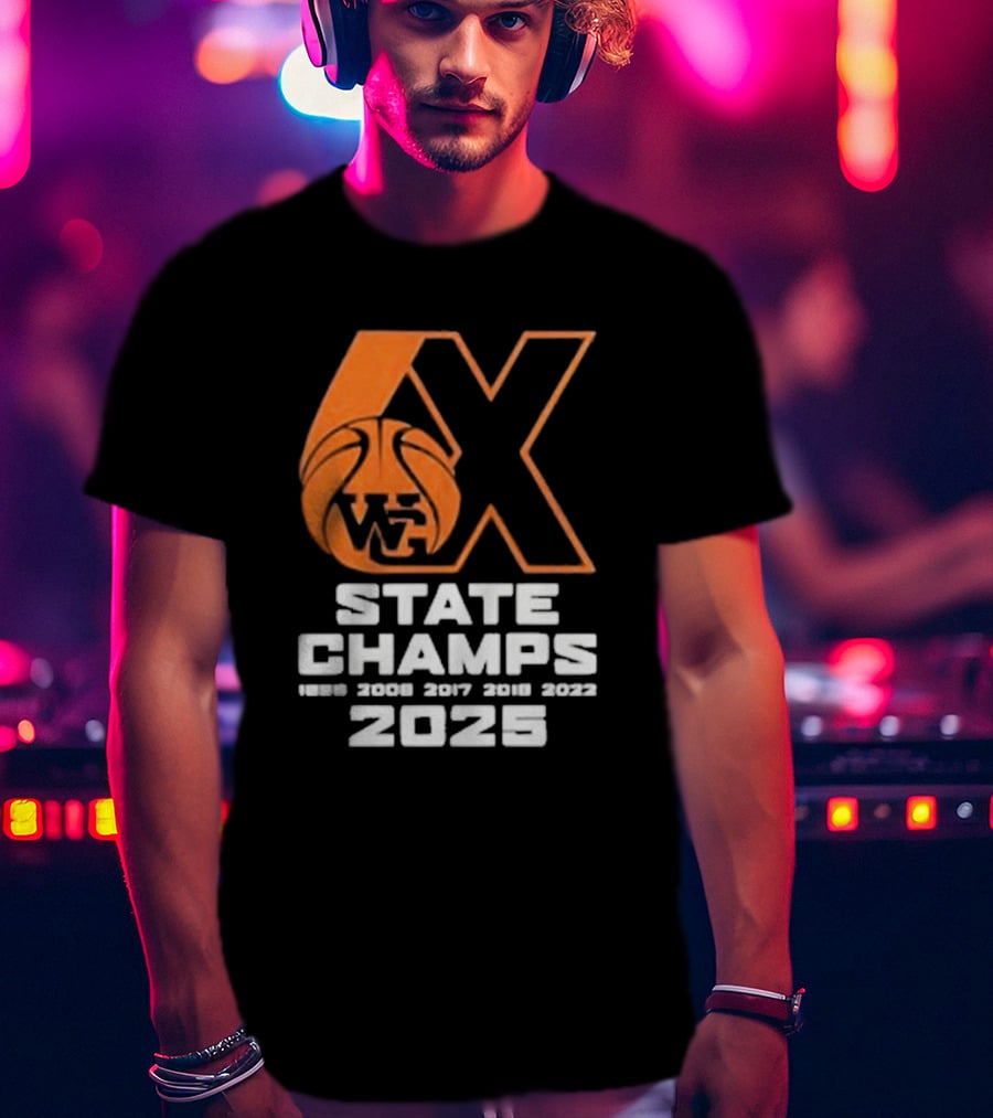 6X WG State Champs 2025 With Basketball Graphic T-Shirt