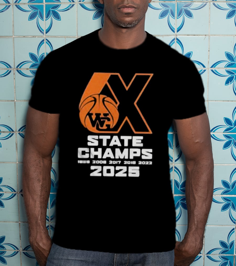 6X WG State Champs 2025 With Basketball Graphic T-Shirt