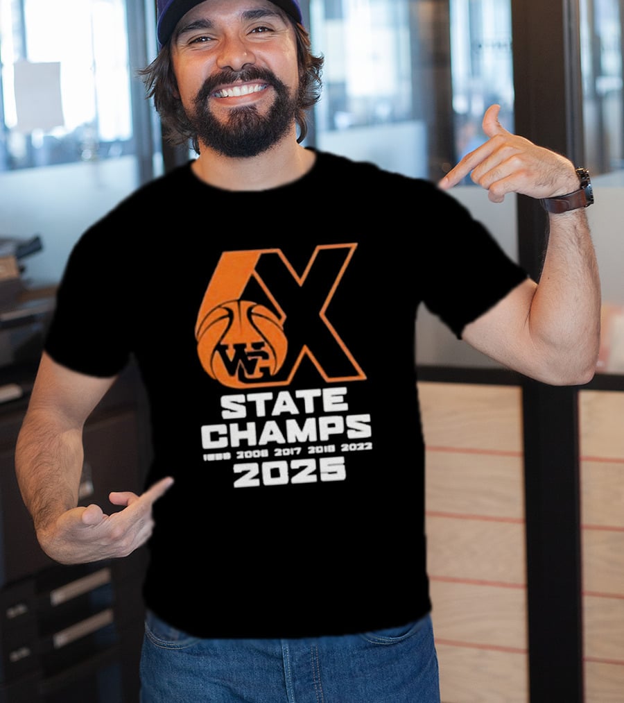 6X WG State Champs 2025 With Basketball Graphic T-Shirt