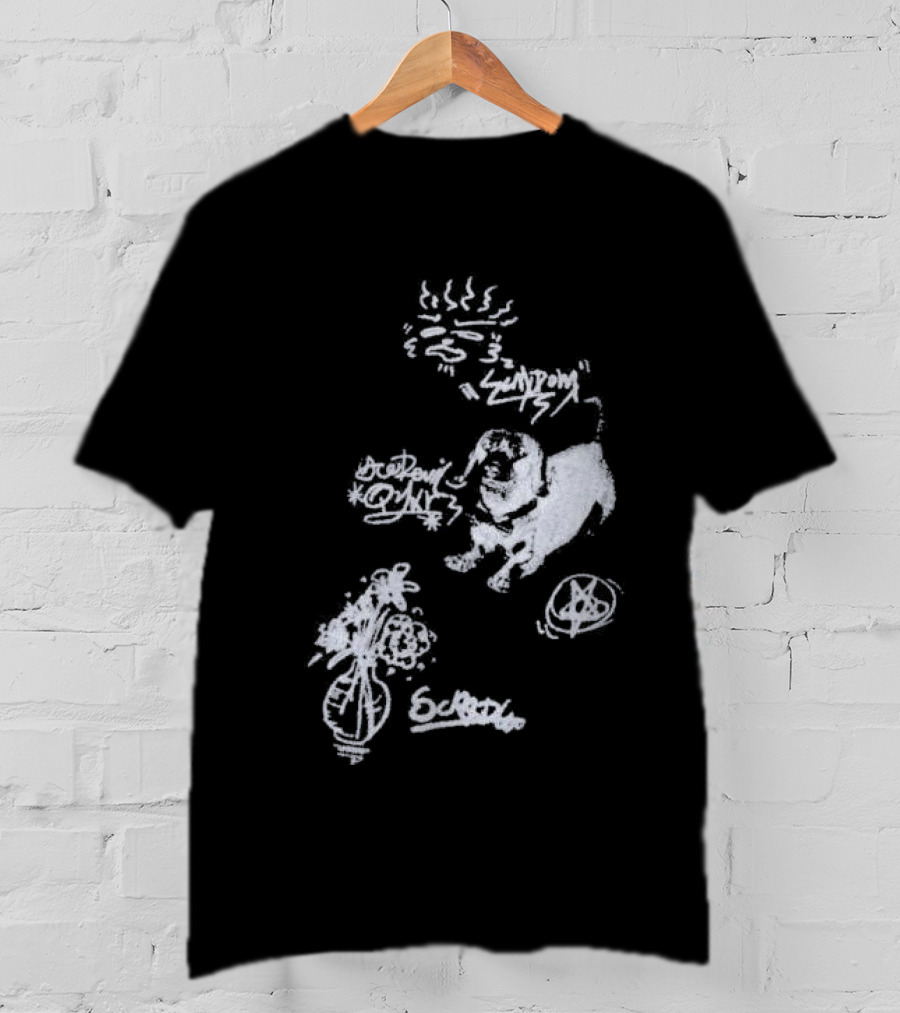 Aelfric Eden Graffiti Dog Flower Crown Art Doodle T-Shirt
