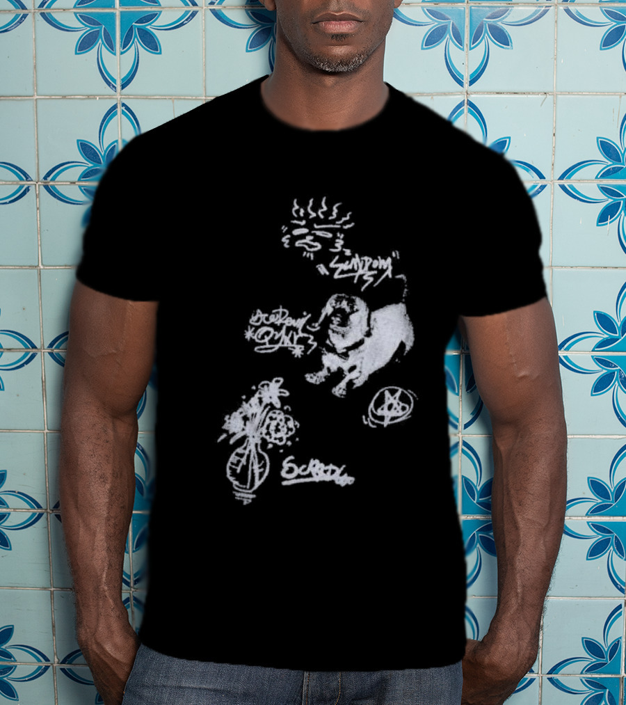 Aelfric Eden Graffiti Dog Flower Crown Art Doodle T-Shirt