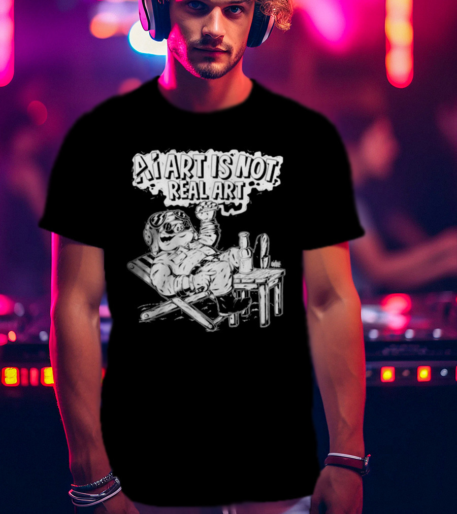 AI Art Is Not Real Art Beach Bear Relaxing Olafh Ace T-Shirt