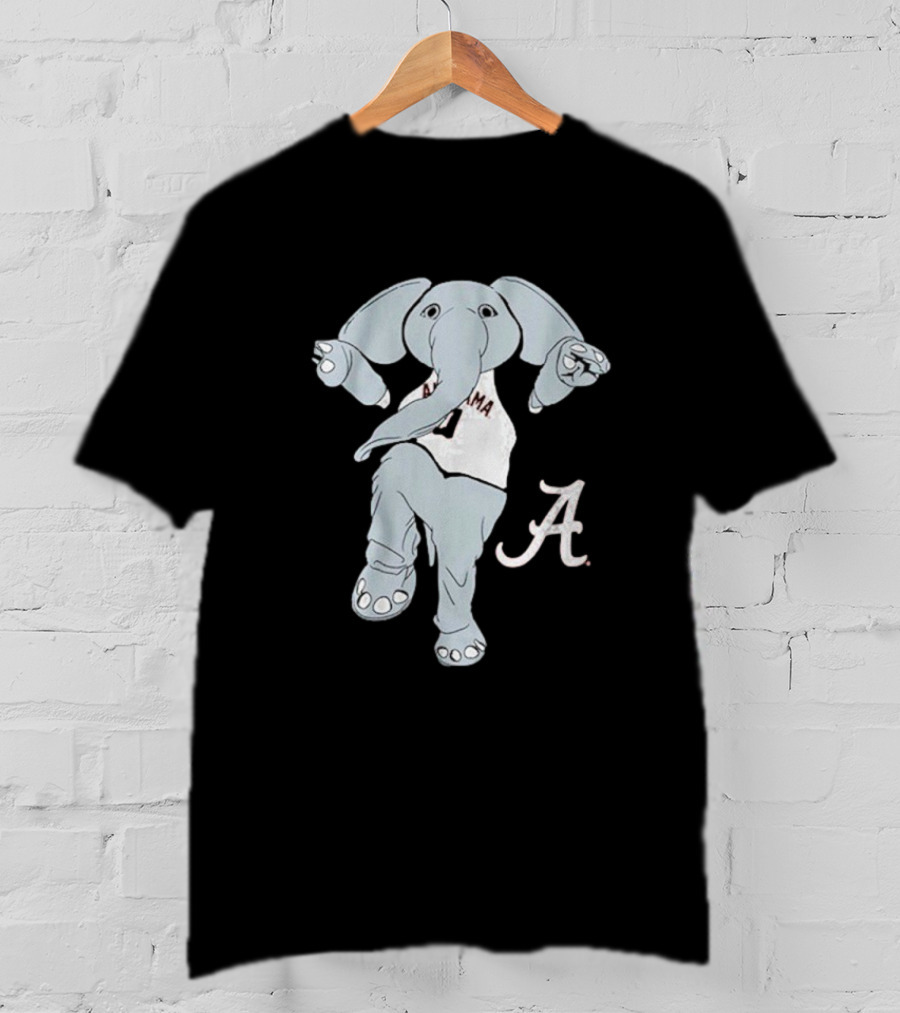 Alabama Crimson Tide Big Al Elephant Mascot Dancing With Script A Initial T-Shirt