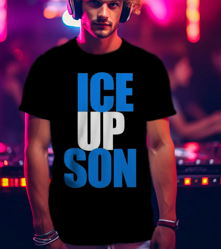 Albert Breer Ice Up Son Bold Blue And White Text T-Shirt