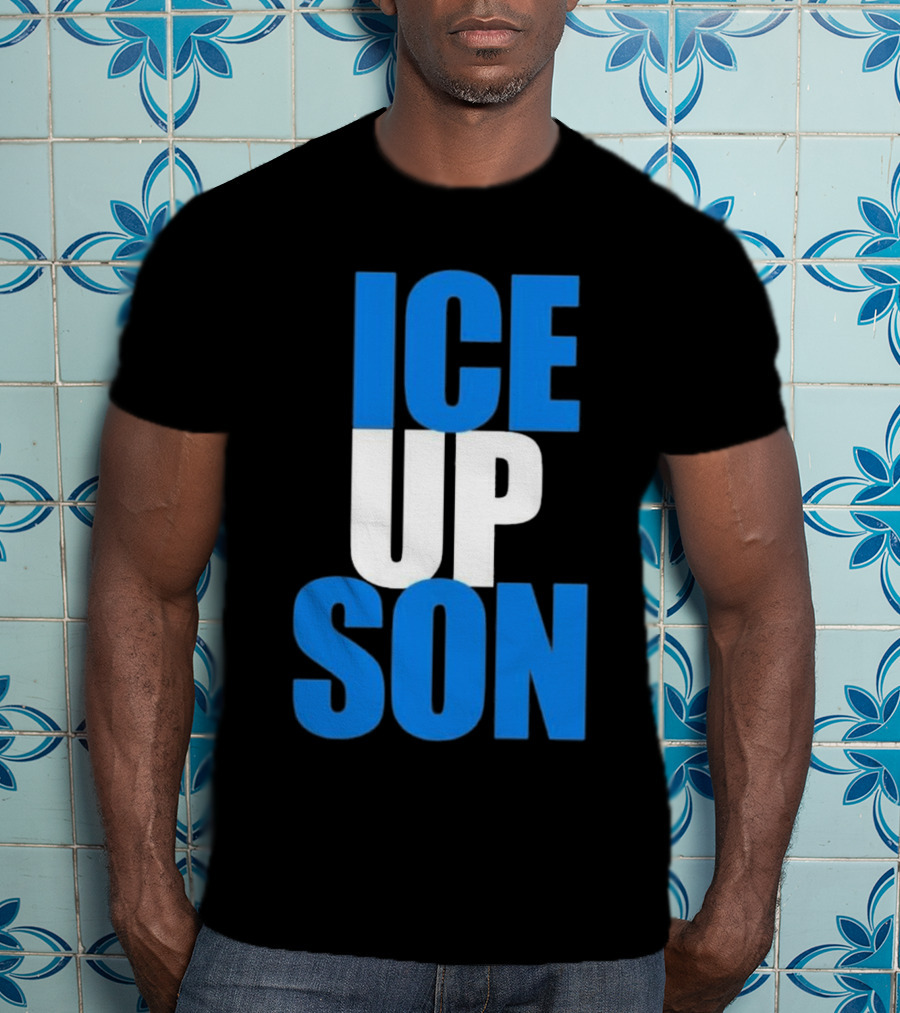 Albert Breer Ice Up Son Bold Blue And White Text T-Shirt