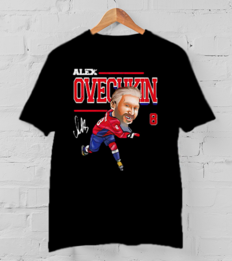 Alex Ovechkin Washington Capitals NHL Vintage Cartoon Signature 8 T-Shirt