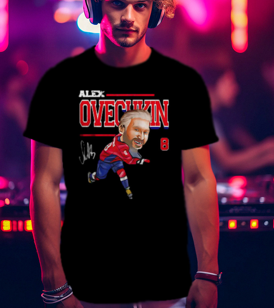 Alex Ovechkin Washington Capitals NHL Vintage Cartoon Signature 8 T-Shirt