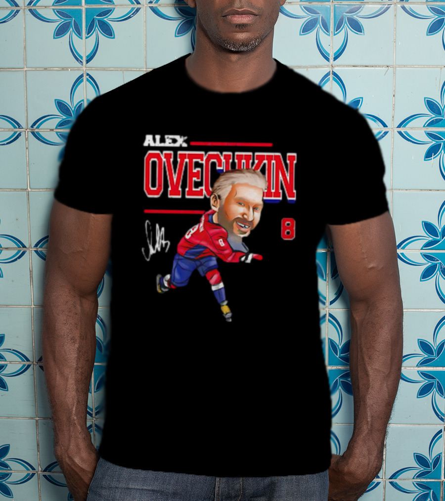 Alex Ovechkin Washington Capitals NHL Vintage Cartoon Signature 8 T-Shirt