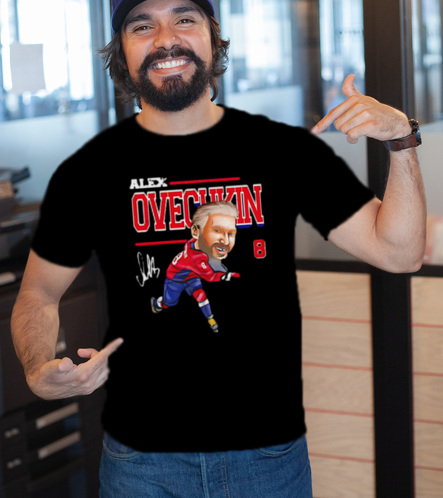 Alex Ovechkin Washington Capitals NHL Vintage Cartoon Signature 8 T-Shirt