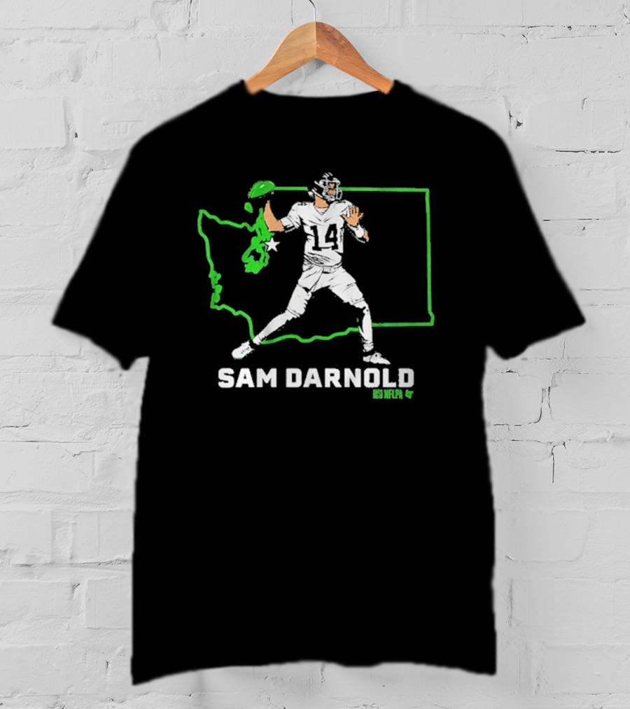 Sam Darnold Number 14 Quarterback Washington State Outline Seattle T-Shirt