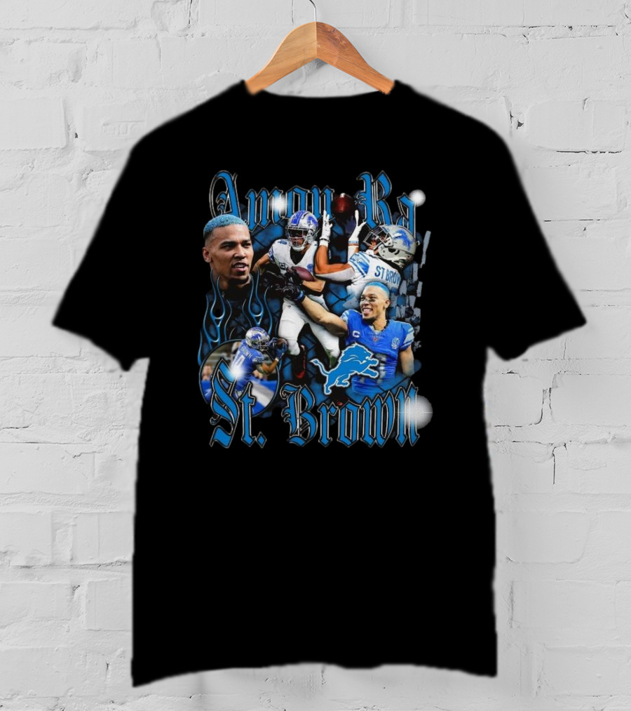 Amon Ra St. Brown Detroit Lions NFL Football Player Dynamic Collage T-Shirt