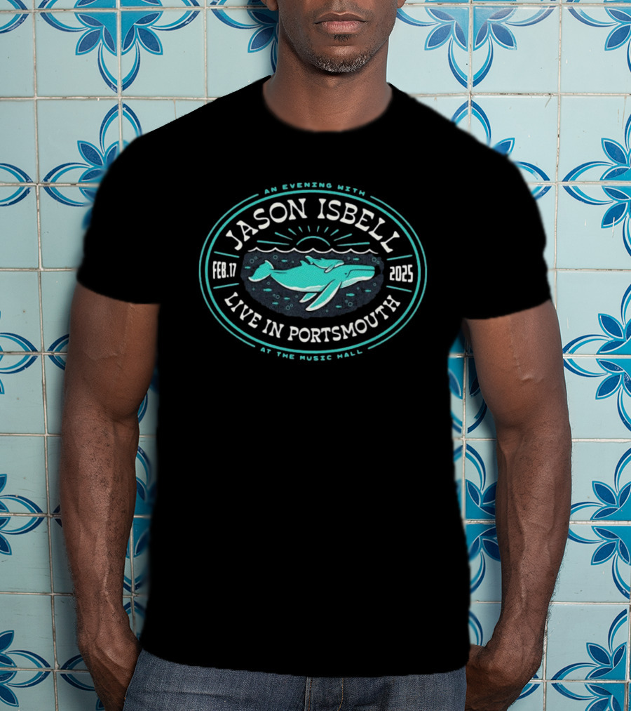 Jason Isbell Live In Portsmouth An Evening At The Music Hall Feb 17 2025 Whale Design T-Shirt