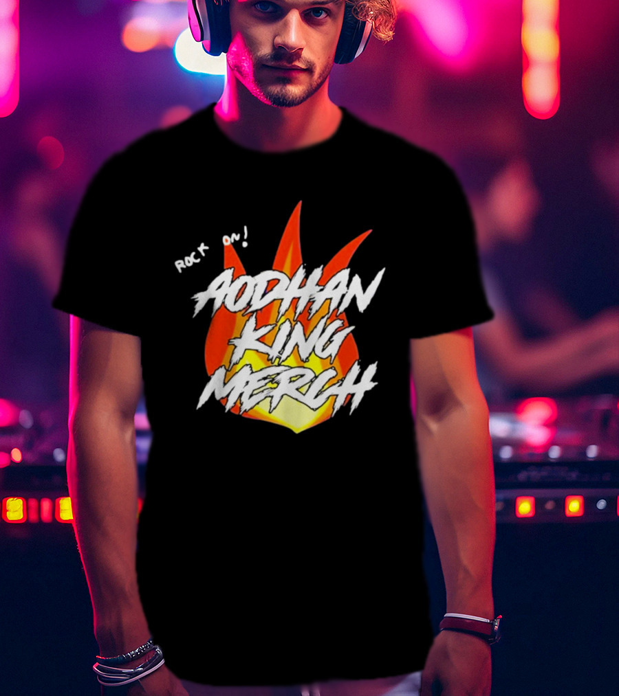 Aodhan King Rock On Flames Merch T-Shirt