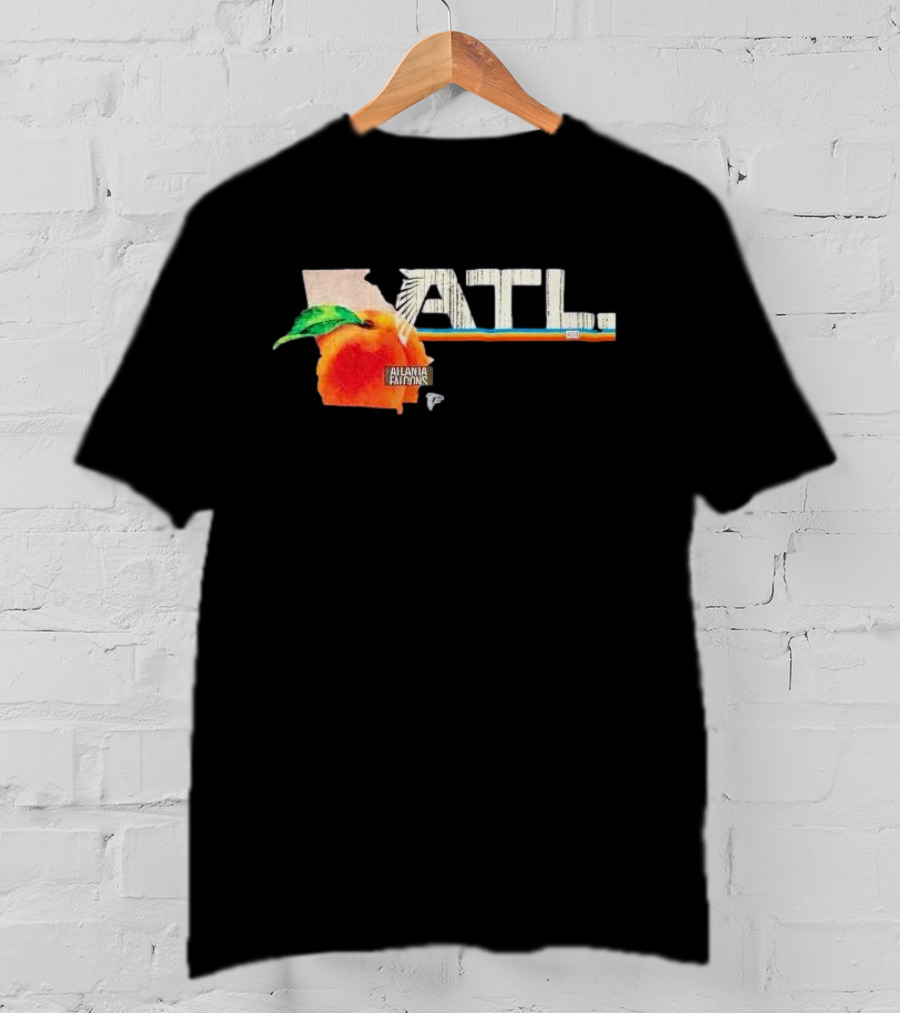 ATL Atlanta Falcons 2025 NFL Draft Peach Georgia Map Icon T-Shirt