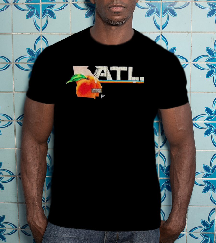 ATL Atlanta Falcons 2025 NFL Draft Peach Georgia Map Icon T-Shirt