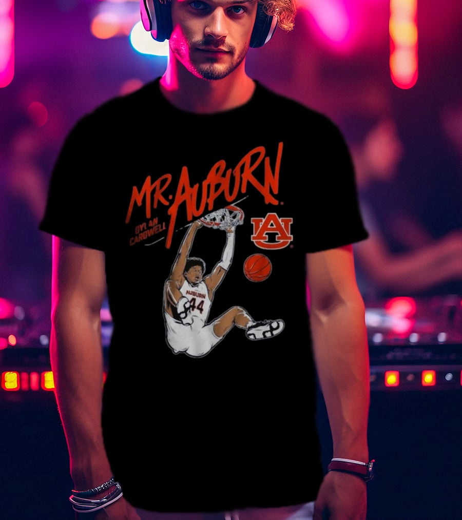 Auburn Basketball Dylan Cardwell Mr. Auburn Slam Dunk Graphic T-Shirt