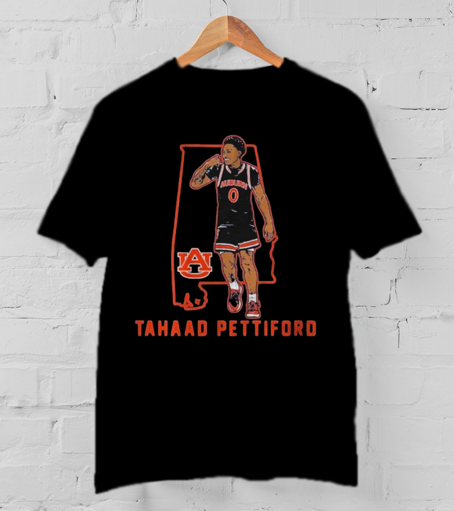 Auburn Basketball Tahaad Pettiford 0 Alabama Map T-Shirt
