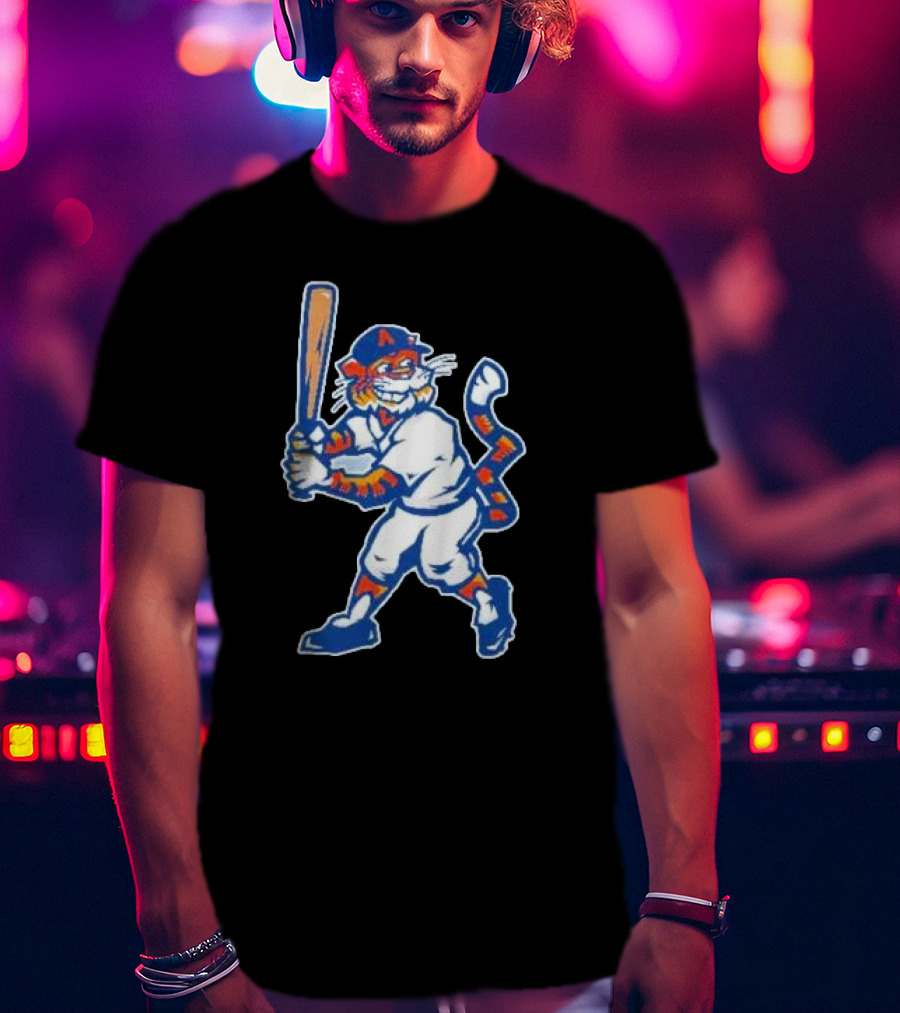 Auburn Tigers Aubie Baseball Mascot Holding Bat T-Shirt