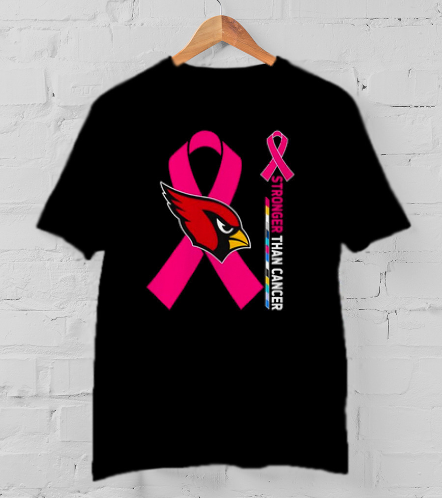 Arizona Cardinals Stronger Than Cancer Awareness Pink Ribbon T-Shirt