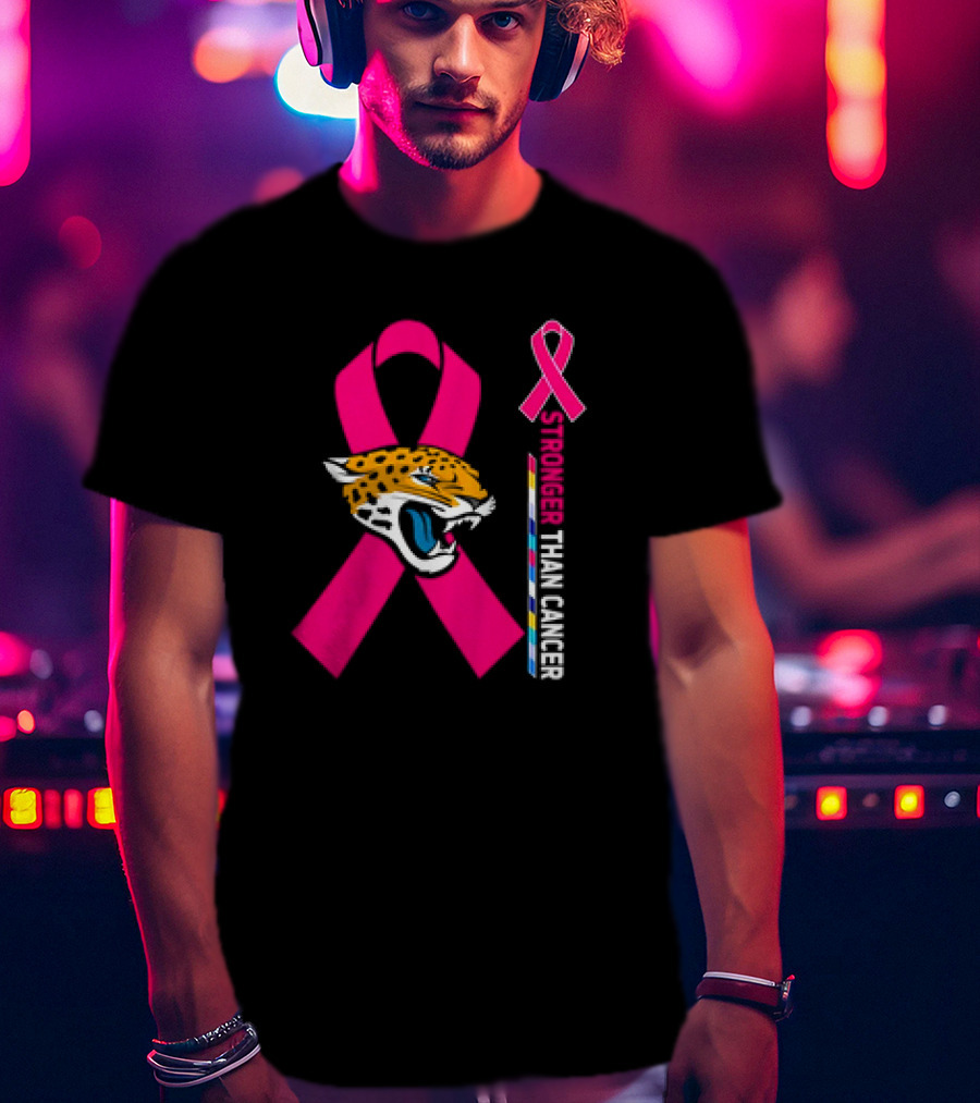 Awareness Stronger Than Cancer Pink Ribbon Jacksonville Jaguars T-Shirt