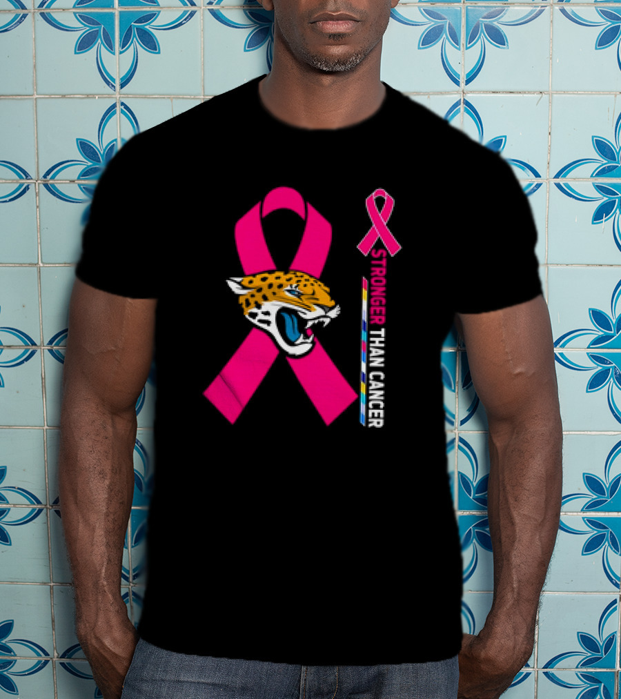 Awareness Stronger Than Cancer Pink Ribbon Jacksonville Jaguars T-Shirt