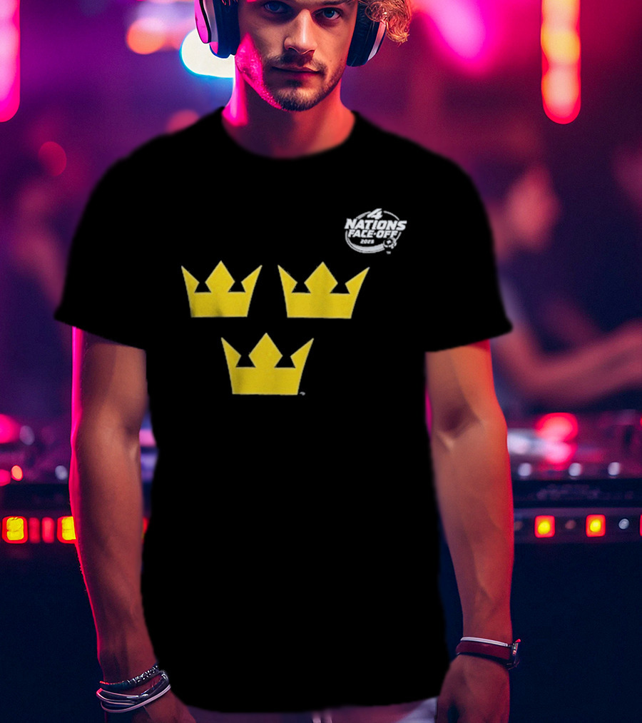 Awesome Sweden 2025 4 Nations Face-Off Primary Tre Kronor Yellow Crowns T-Shirt