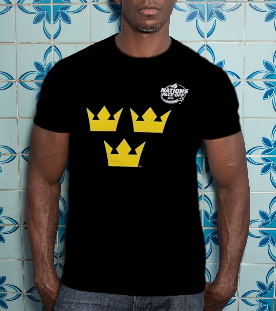 Awesome Sweden 2025 4 Nations Face-Off Primary Tre Kronor Yellow Crowns T-Shirt