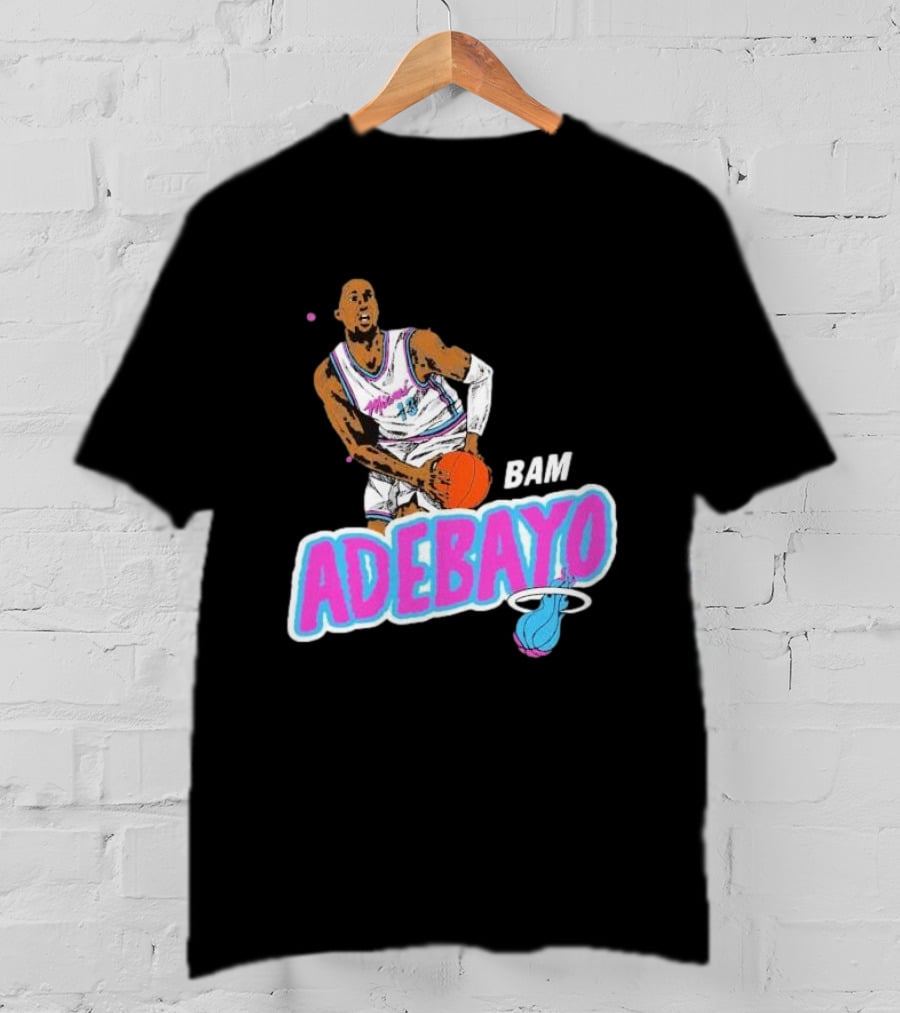 Bam Adebayo Miami Heat Retro Style Caricature With Basketball T-Shirt