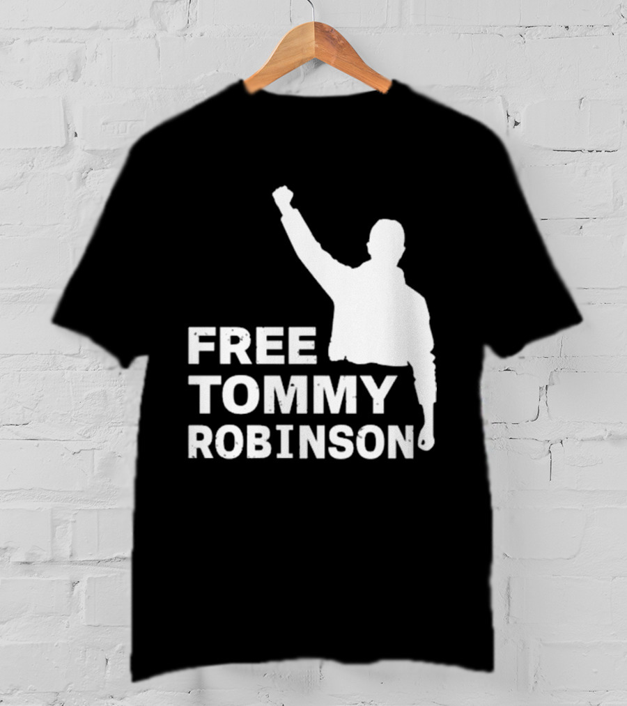 Free Tommy Robinson Activist Silhouette Fist Raised T-Shirt