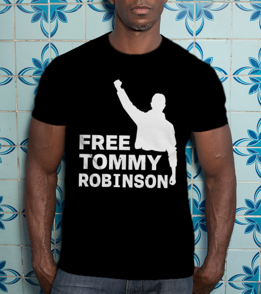 Free Tommy Robinson Activist Silhouette Fist Raised T-Shirt