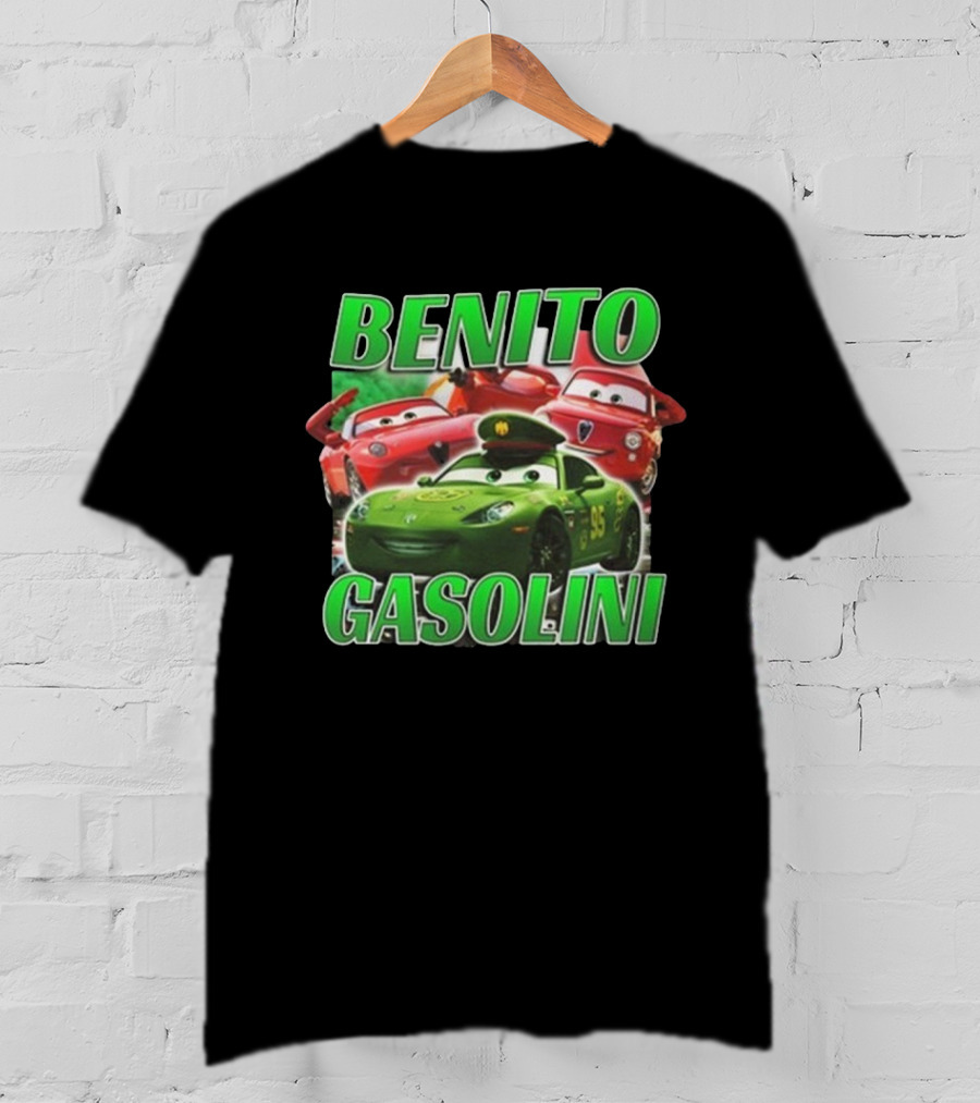 Benito Gasolini 95 Racing Cars Cartoon Crew T-Shirt