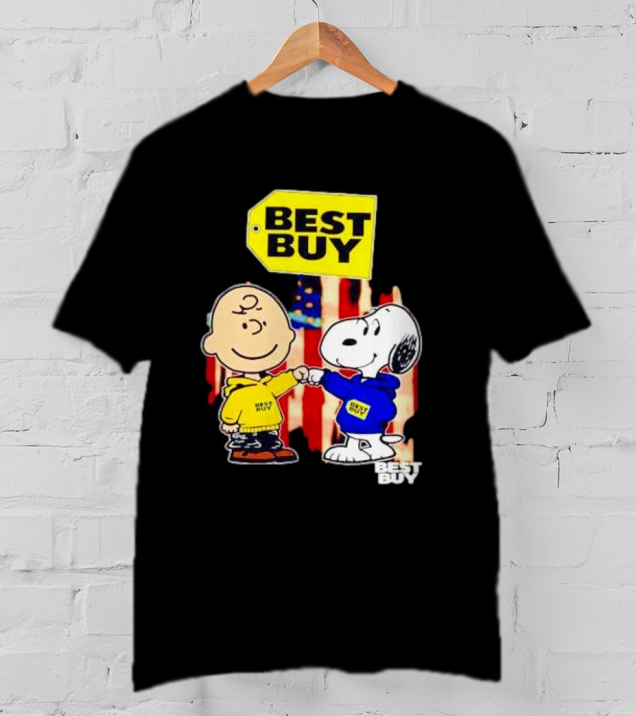 Best Buy Charlie Brown Snoopy Yellow Blue S Fist Bump T-Shirt
