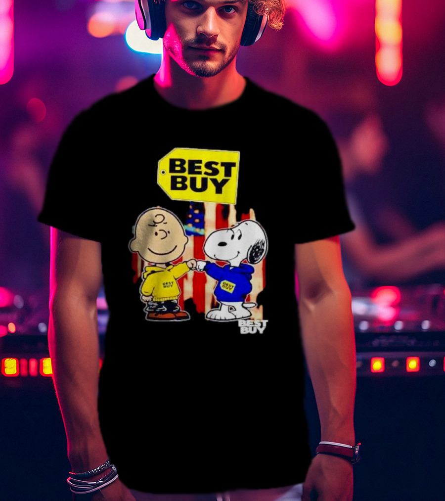 Best Buy Charlie Brown Snoopy Yellow Blue S Fist Bump T-Shirt