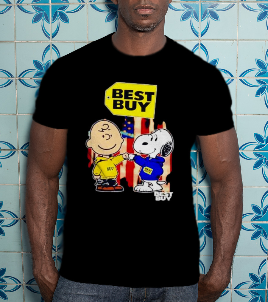 Best Buy Charlie Brown Snoopy Yellow Blue S Fist Bump T-Shirt