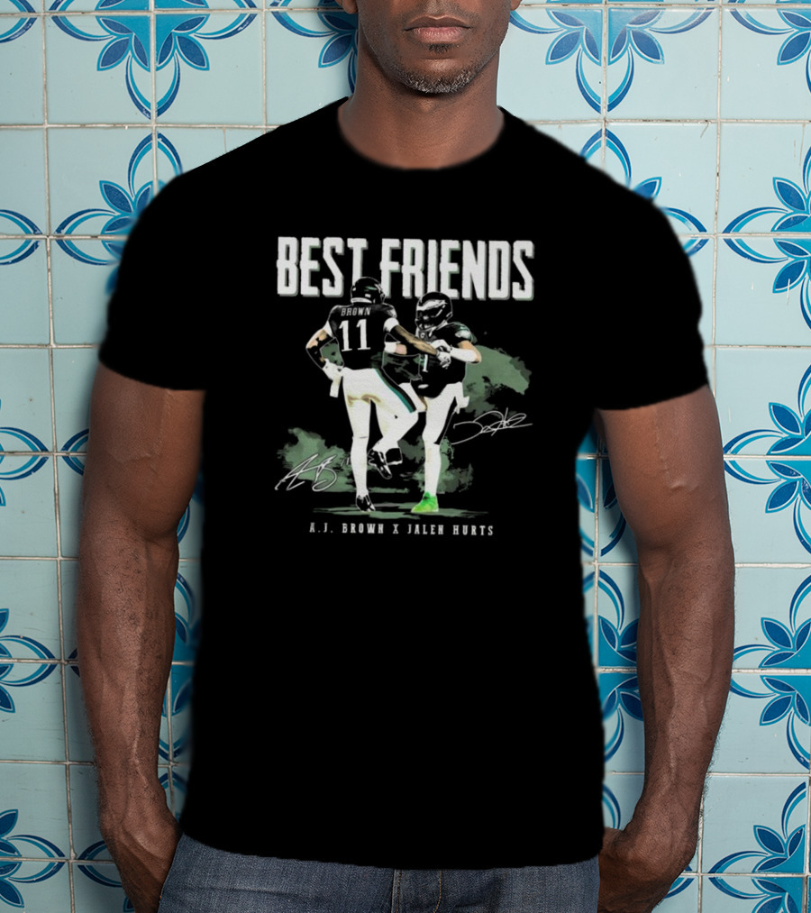 Best Friends AJ Brown X Jalen Hurts Signatures Football Celebration 2025 T-Shirt