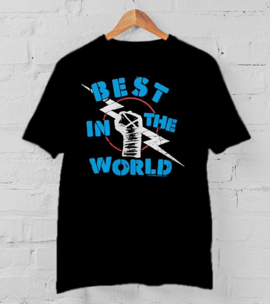 Best In The World Fist Lightning Bolt Circle T-Shirt