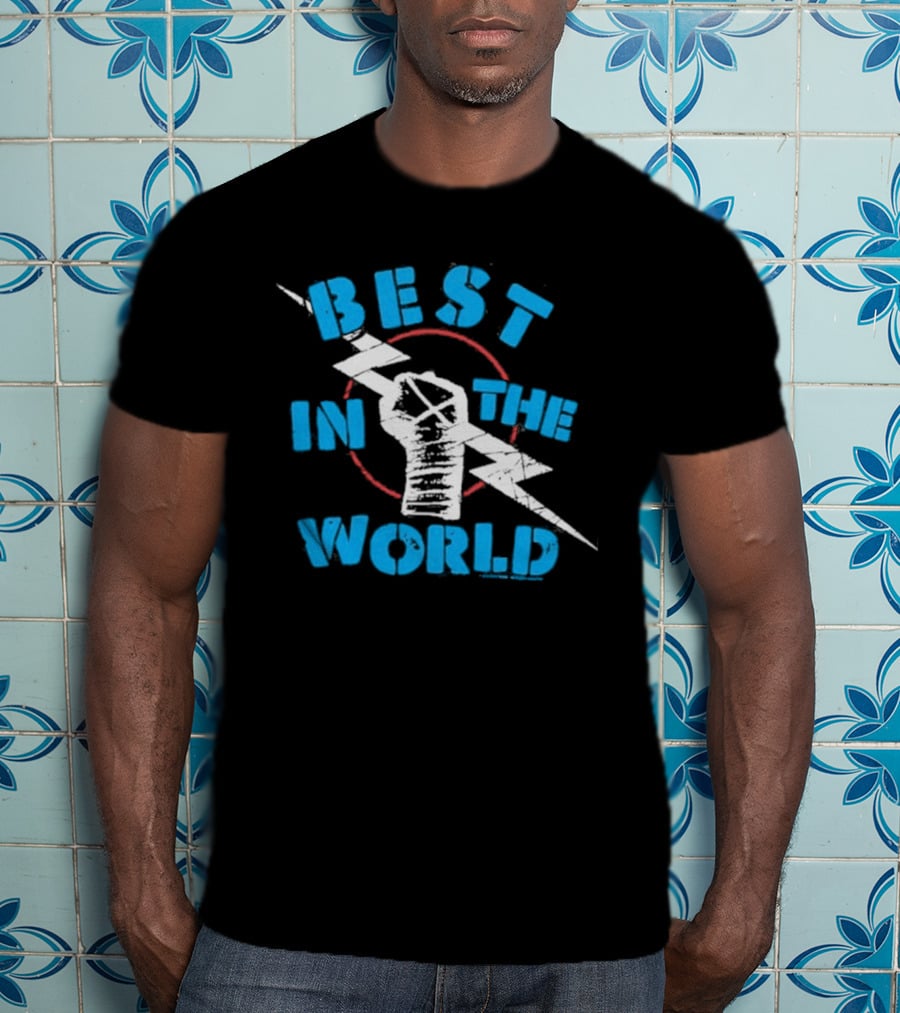 Best In The World Fist Lightning Bolt Circle T-Shirt