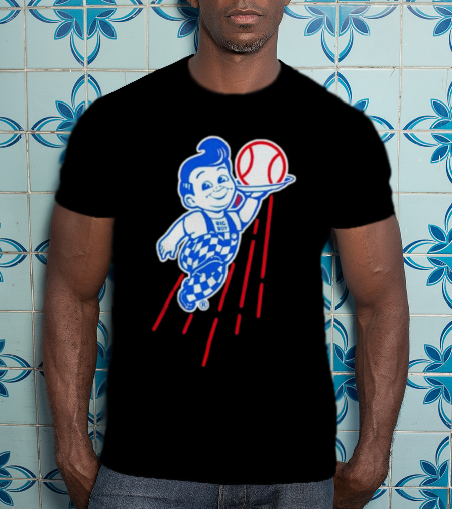 Big Boy Baseball Los Angeles Dodgers Checker Overalls Red Stripes T-Shirt