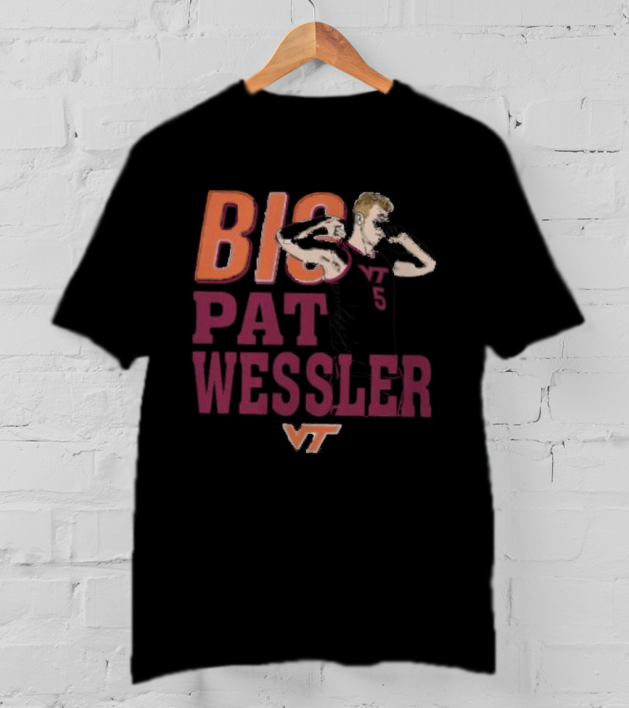 Big Pat Wessler VT Hokies Player Cartoon T-Shirt