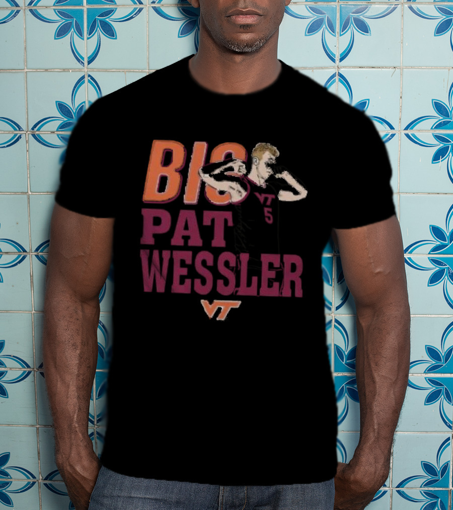 Big Pat Wessler VT Hokies Player Cartoon T-Shirt