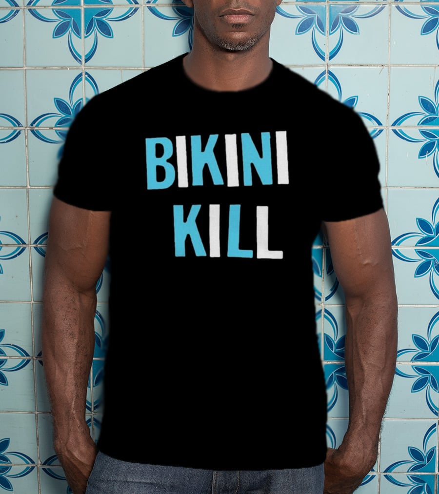 Bikini Kill Trans Youth Emergency Text Bold Blue White T-Shirt