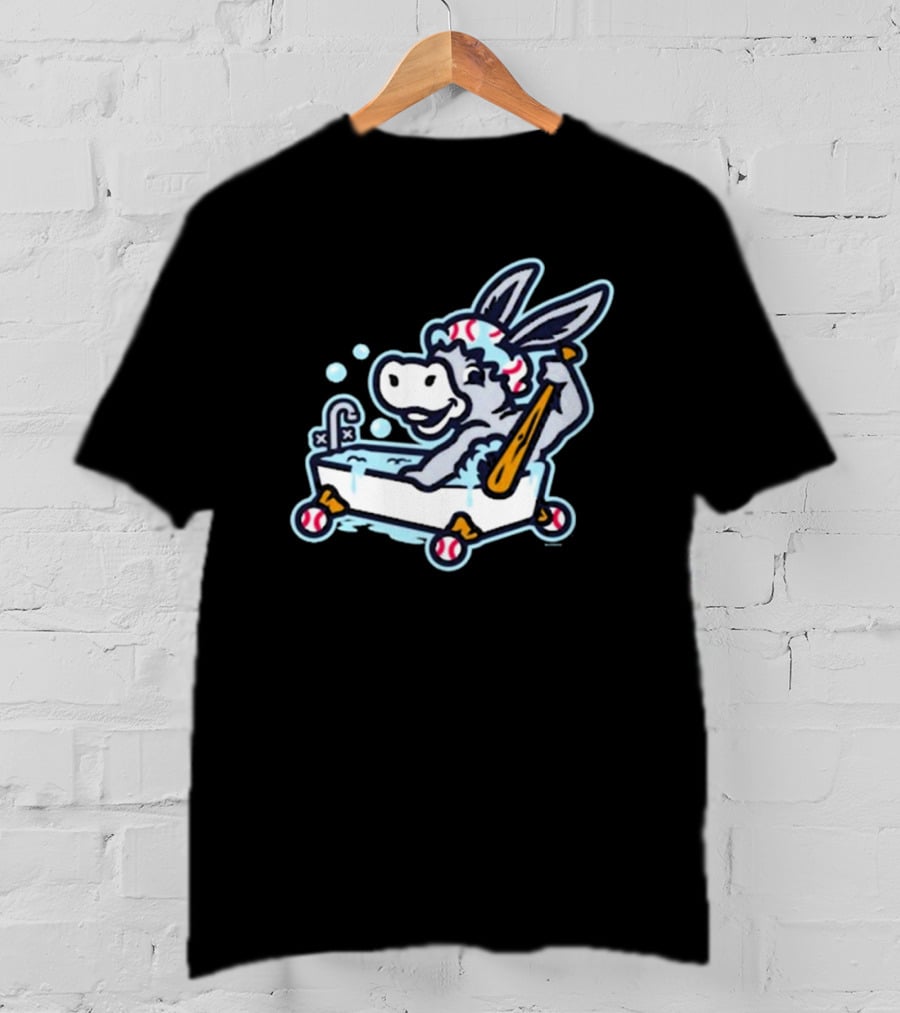 Binghamton Bathtub Donkeys Riding Bathtub Baseball Bats Binghamton Rumble Ponies T-Shirt